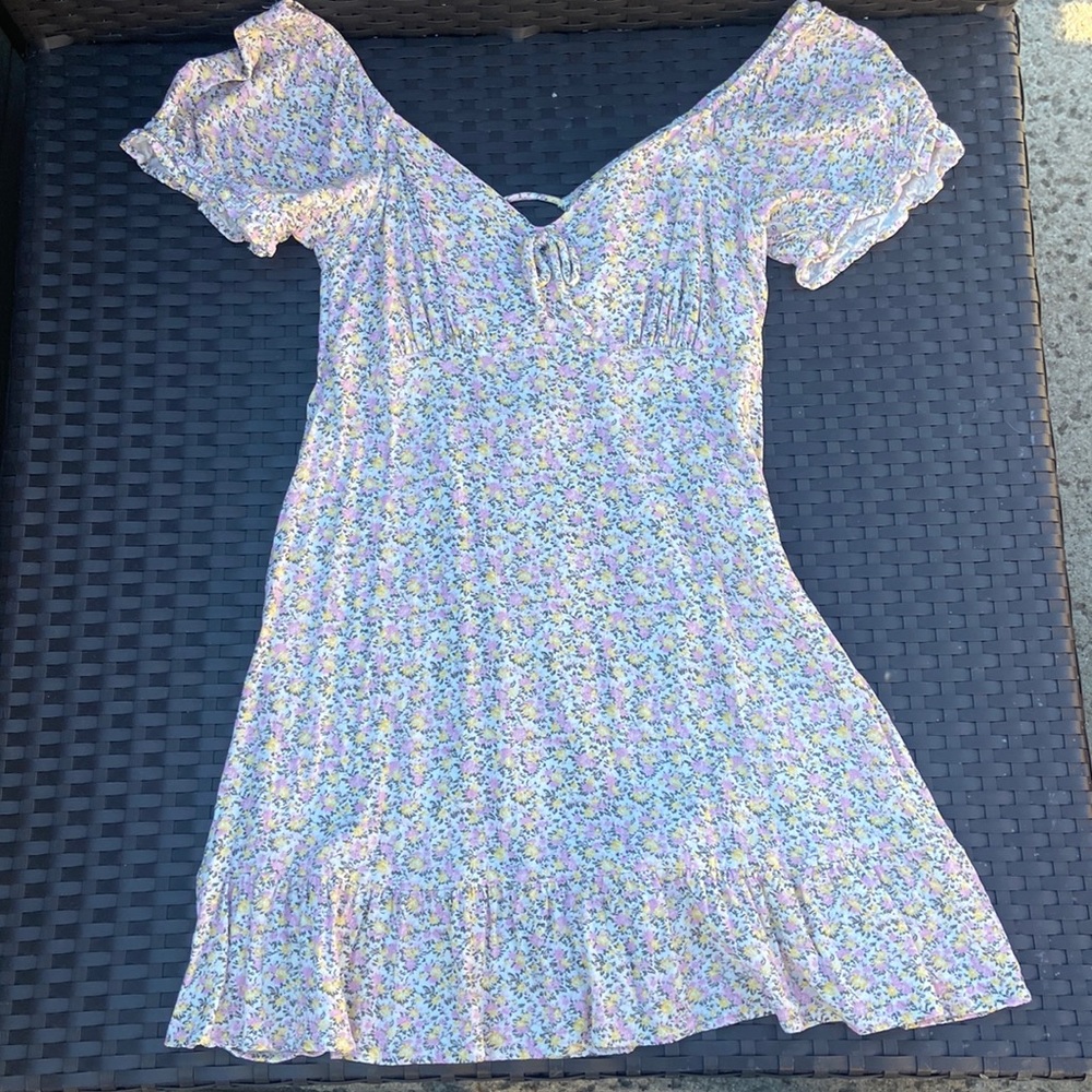 floral puff sleeve mini dress